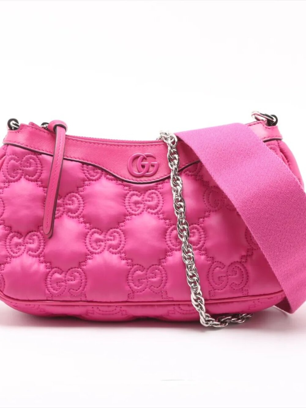 Gucci GG Matelassé Nylon & Leather 2-Way Shoulder Bag Pink